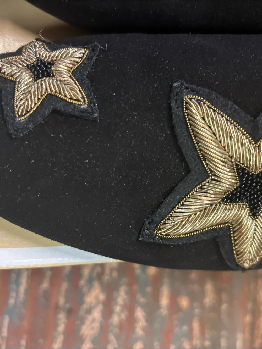 MICHAEL Michael Kors Black Suede Loafers with Gold Star Appliqués